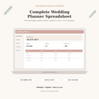 Ultimate Wedding Planner Spreadsheet | Budget, Guest List, Timeline & Seating Plan | Google Sheets + Excel